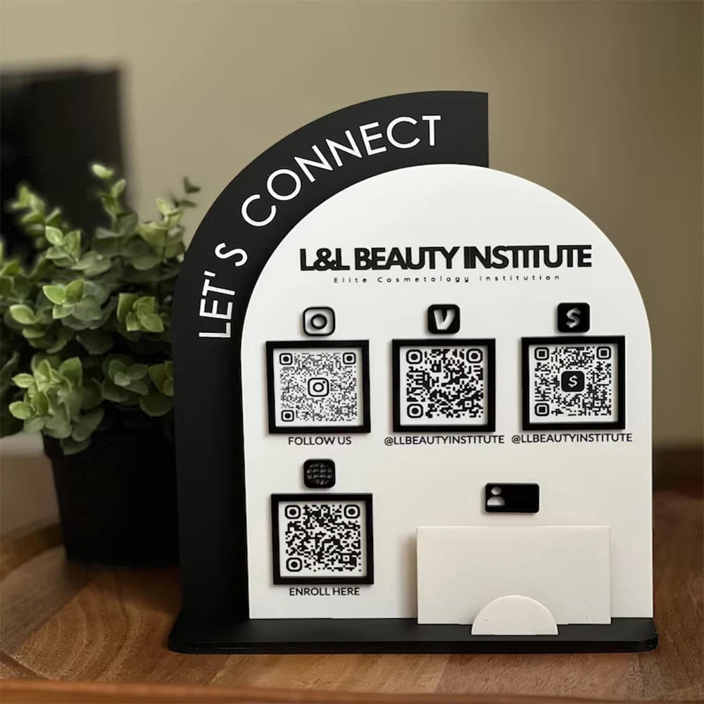CUSTOM ACRYLIC QR CODE PAYMENT SIGN WITH LOGO SOCIAL MEDIA BUSINESS REVIEW