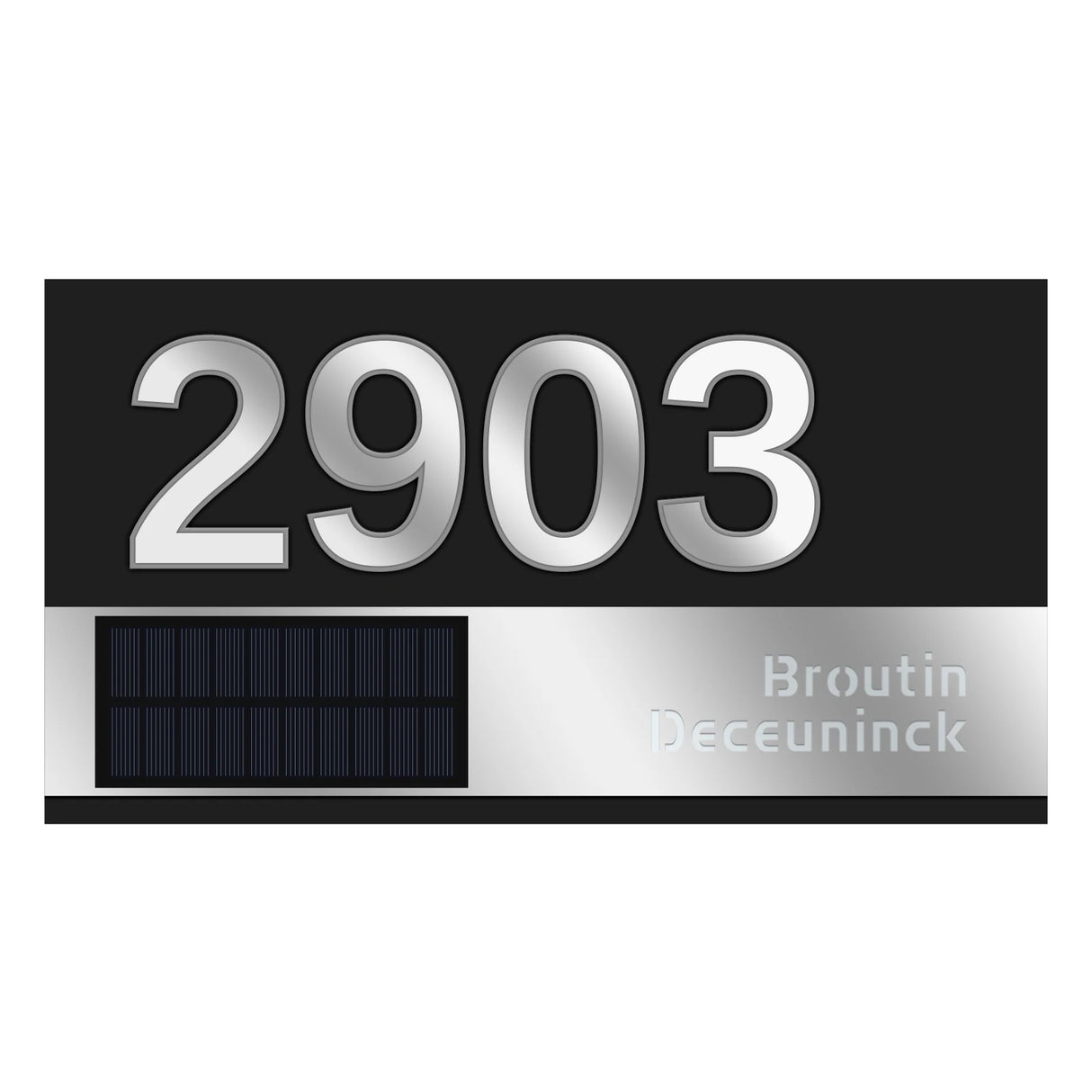 CUSTOM SOLAR LED HOUSE NUMBER SIGN ADDRESS CUSTOM ACRYLIC HORIZONTAL BACKLIT GOLD SILVER