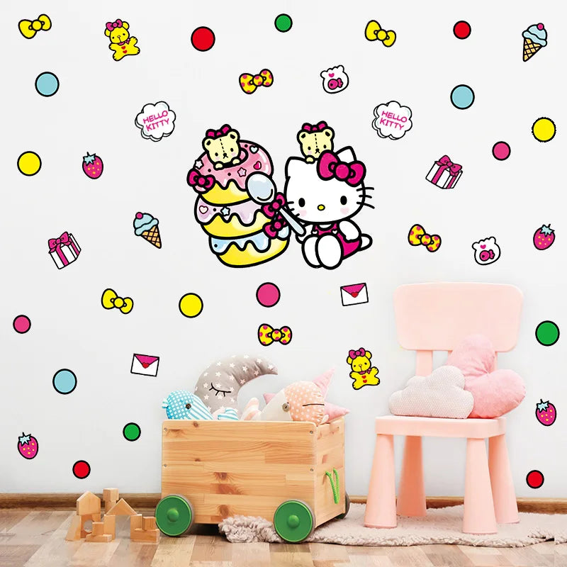 HELLO KITTY KUROMI MY MELODY PINK PURPLE WALL STICKER MURAL ART Decal