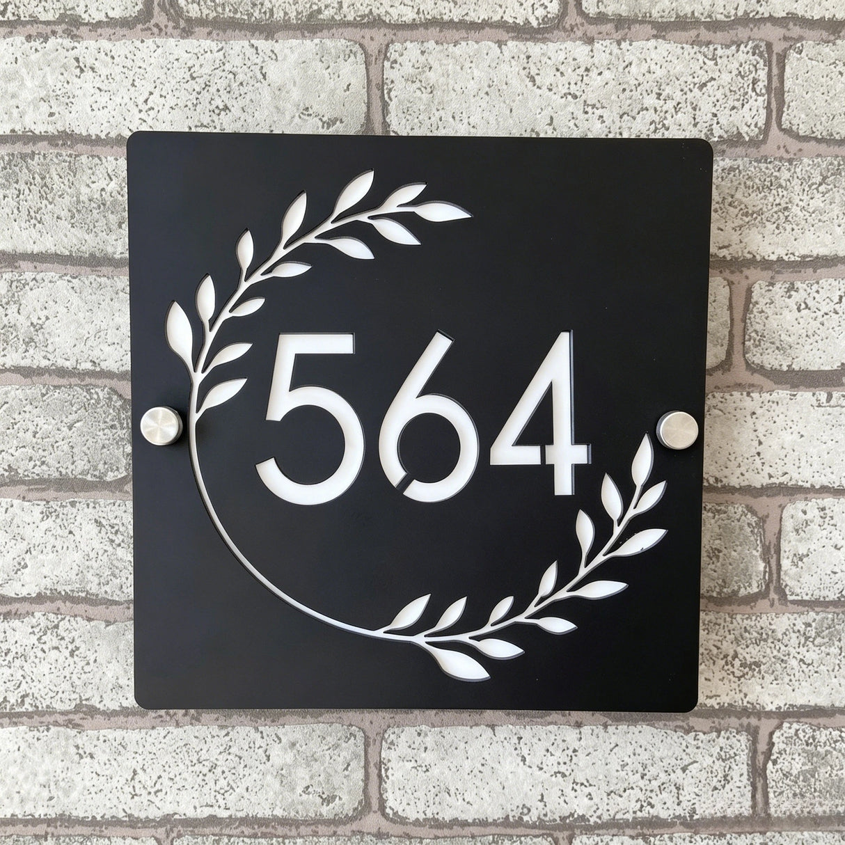 Custom Square Leaf Pattern Acrylic House Sign | Personalised Address Plaque