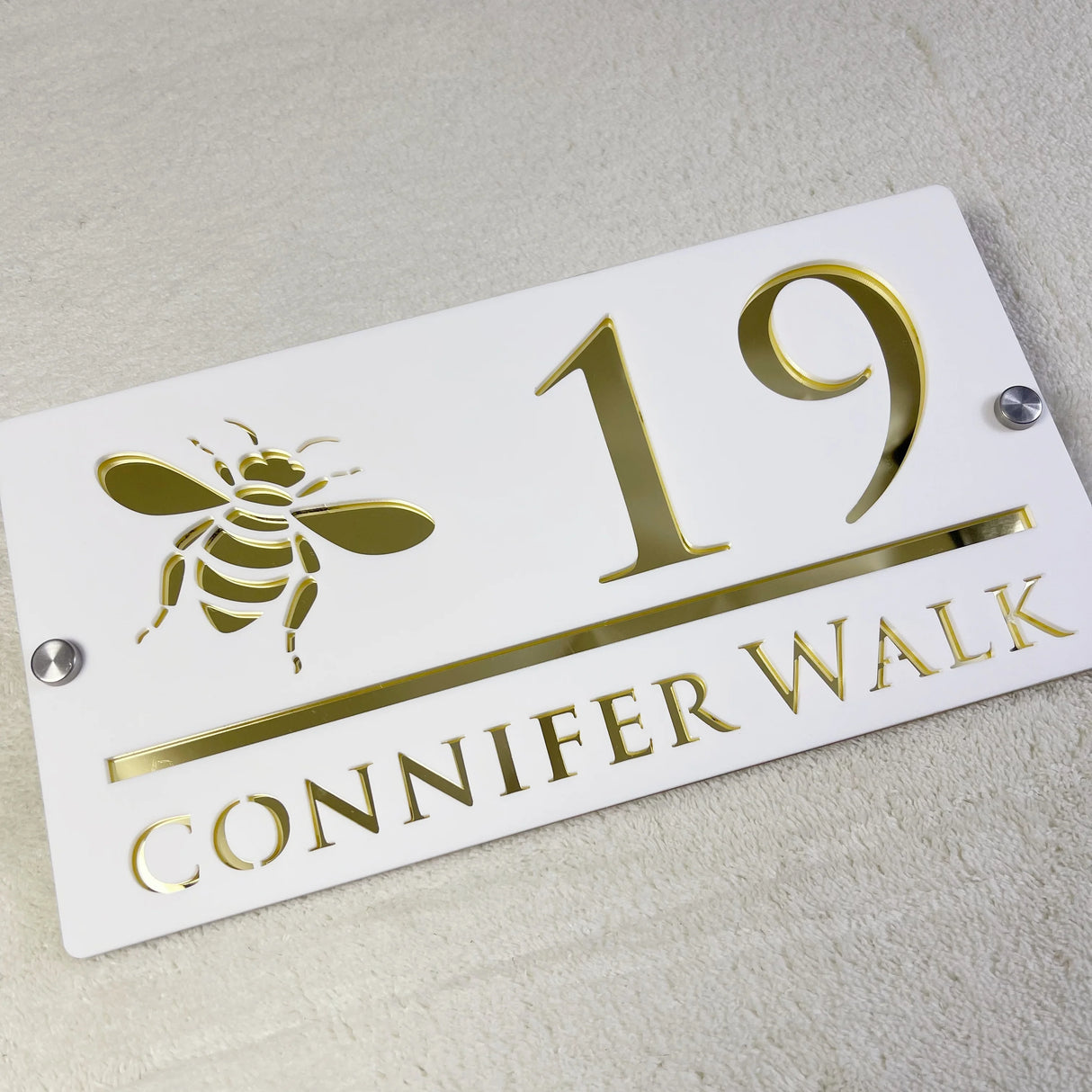 CUSTOM HOUSE SIGN NUMBER STREET SIGN BEE ACRYLIC ADDRESS DOOR WALL PLAQUE