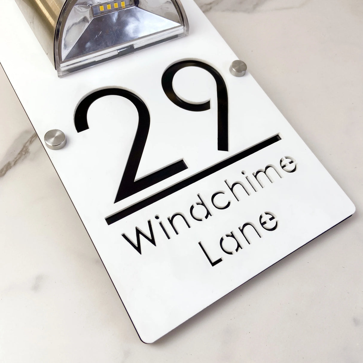 LED SOLAR CUSTOM HOUSE SIGN NUMBER STREET LARGE 32CM SIGN ACRYLIC ADDRESS DOOR WALL PLAQUE