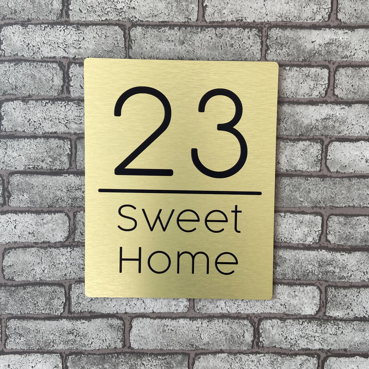 CUSTOM BRUSHED ALUMINIUM VERTICAL HOUSE SIGN NUMBER STREET SIGN ADDRESS DOOR WALL PLAQUE