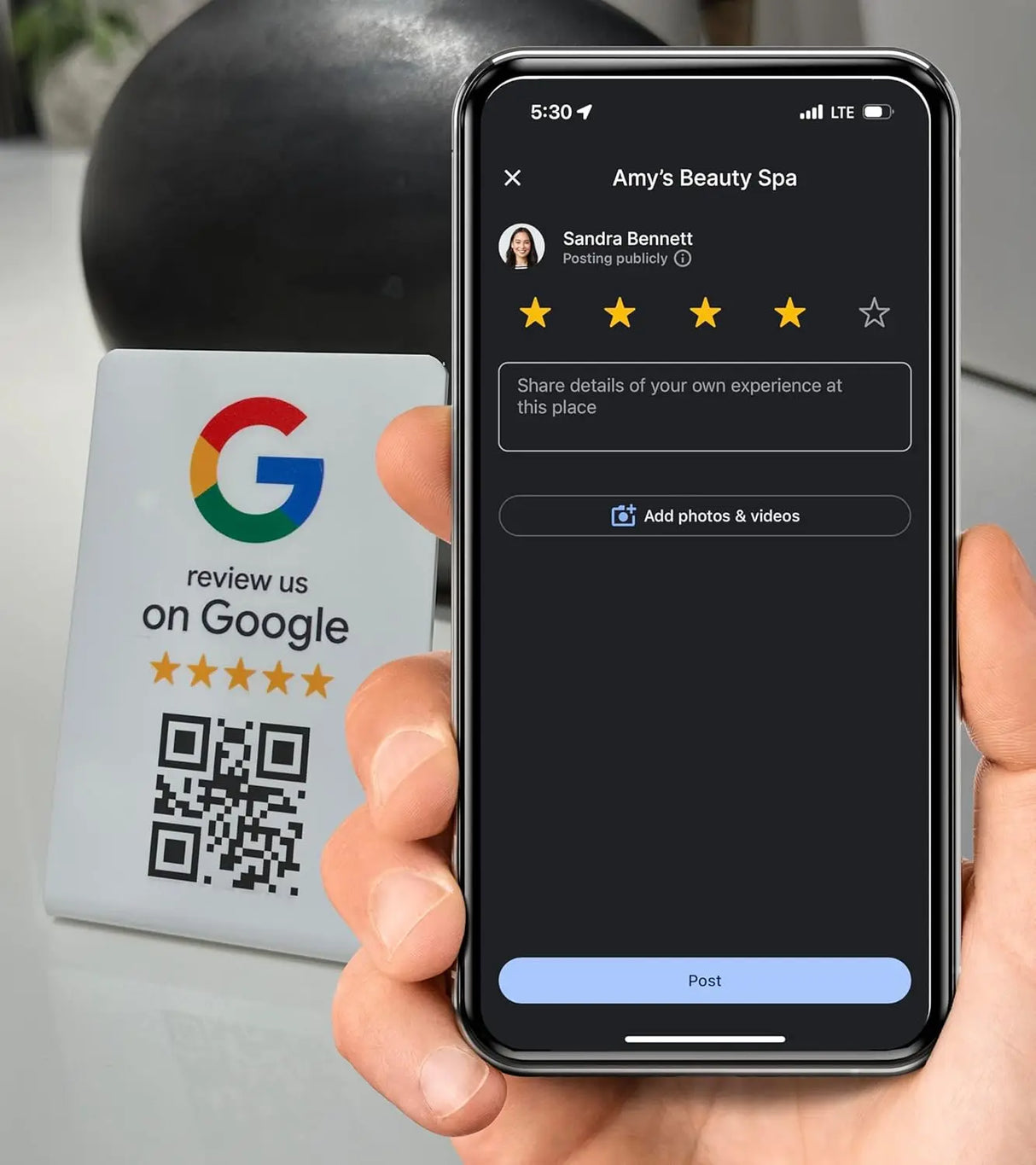 3, 5 OR 10 X SMART CONTACTLESS GOOGLE REVIEW COUNTER SIGN QR CODE REVIEW US