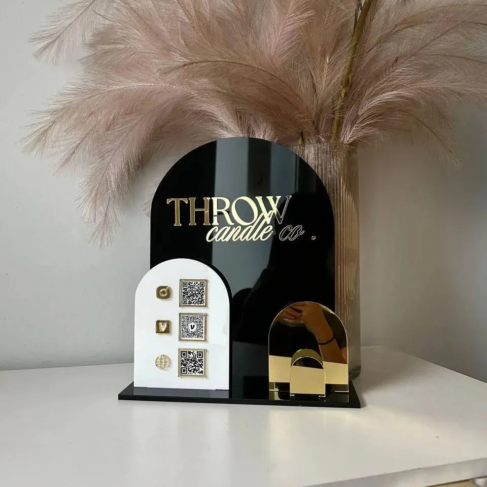 Custom Acrylic Multi QR Code Display Stand | Arched Design | 60 Colours