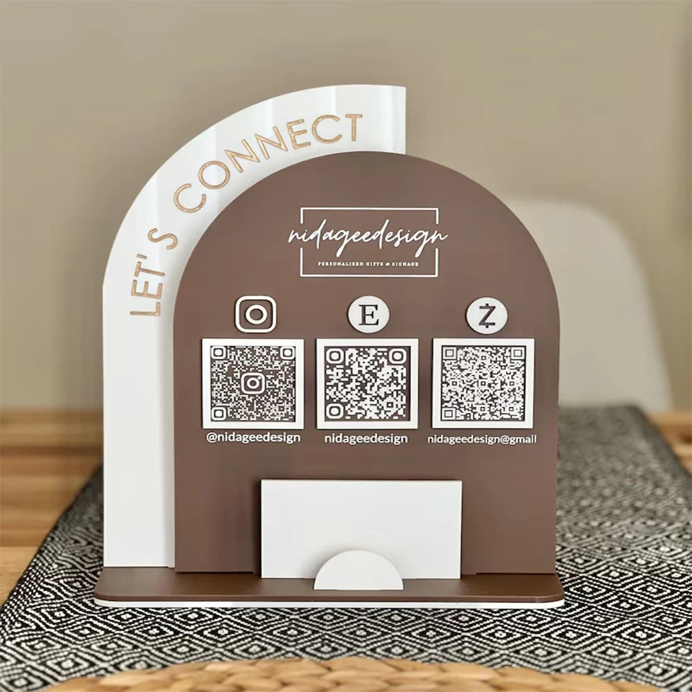 CUSTOM ACRYLIC QR CODE PAYMENT SIGN WITH LOGO SOCIAL MEDIA BUSINESS REVIEW