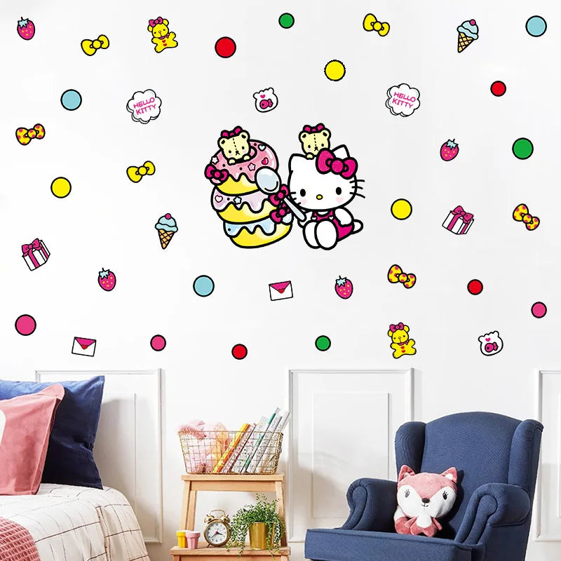 HELLO KITTY KUROMI MY MELODY PINK PURPLE WALL STICKER MURAL ART Decal
