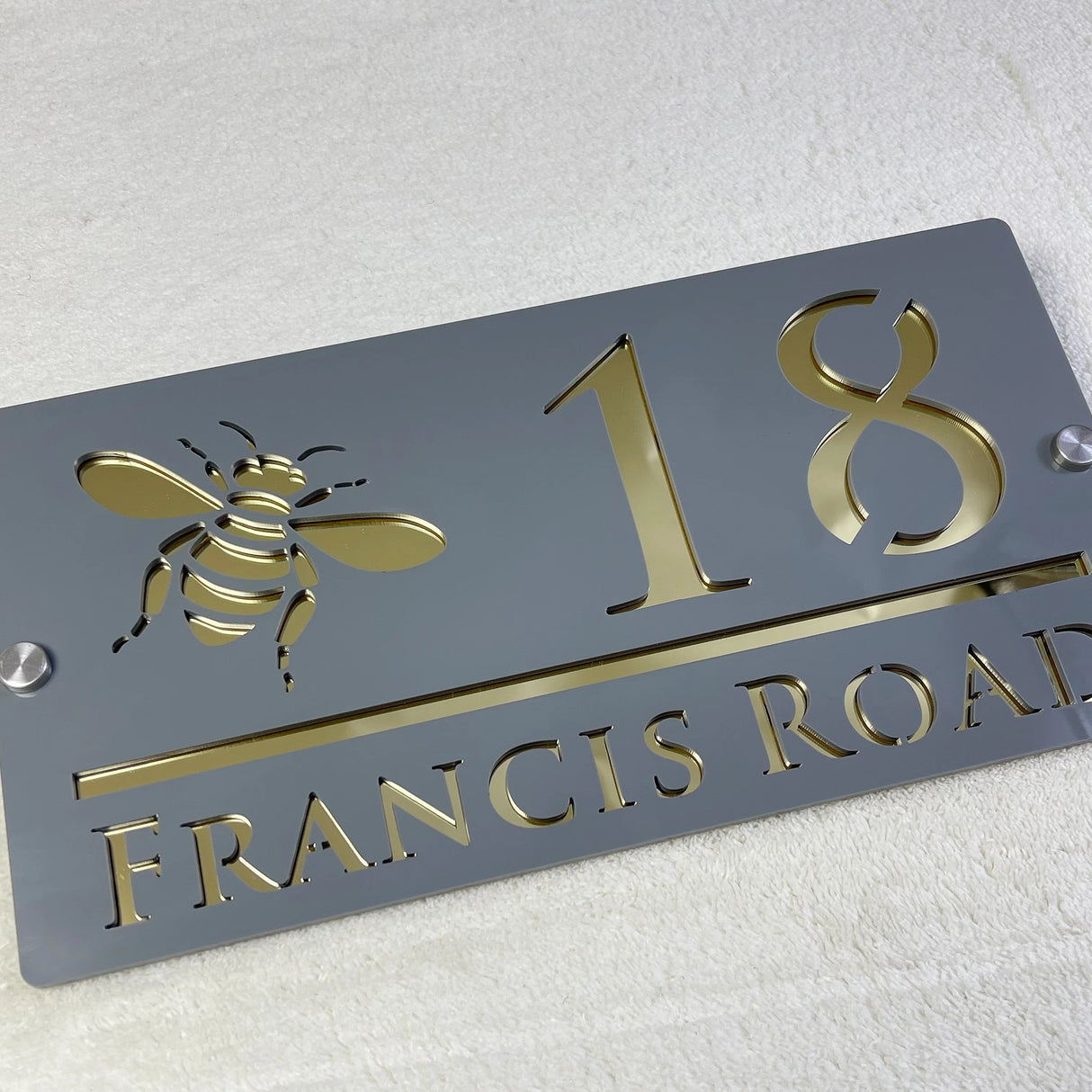 CUSTOM HOUSE SIGN NUMBER STREET SIGN BEE ACRYLIC ADDRESS DOOR WALL PLAQUE
