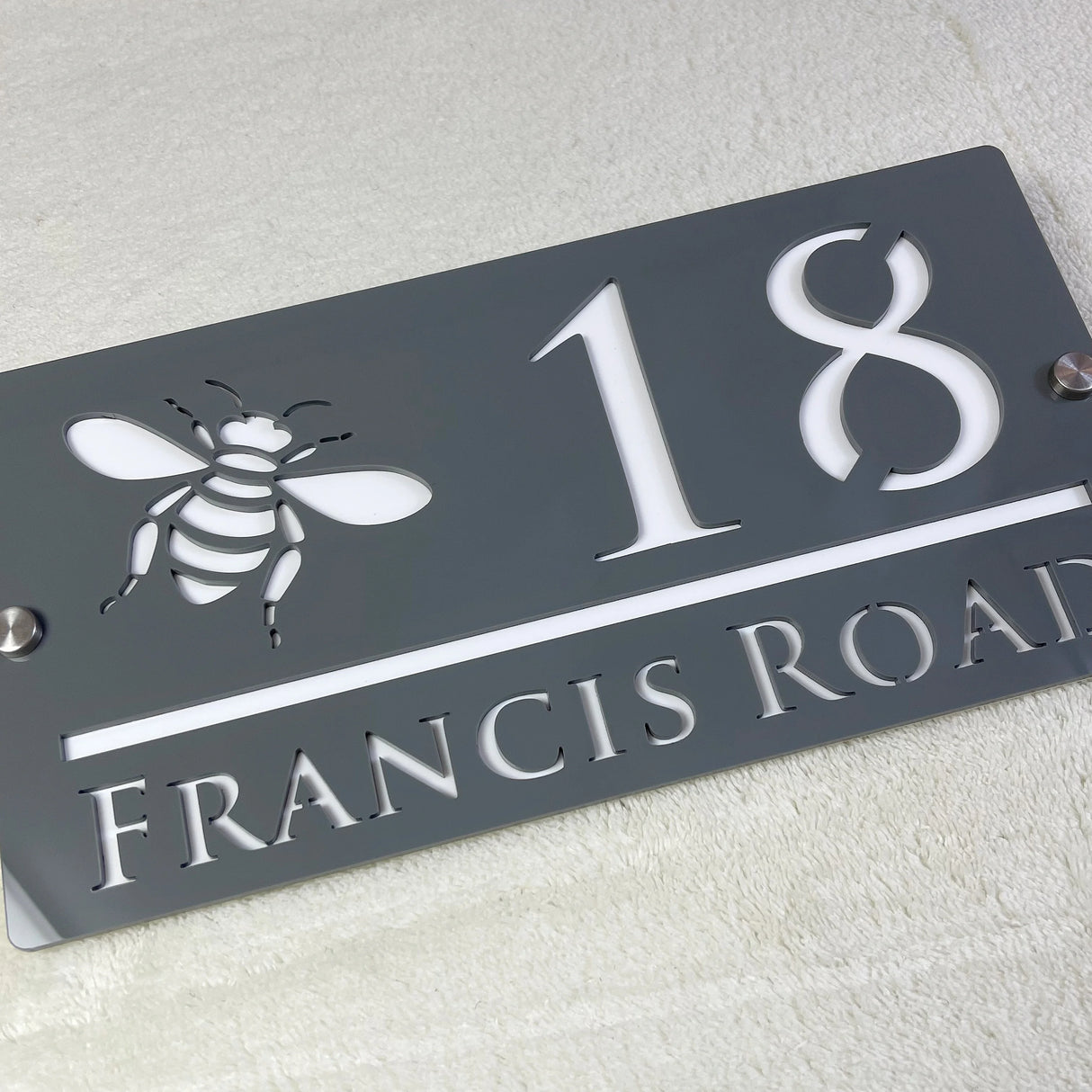 CUSTOM HOUSE SIGN NUMBER STREET SIGN BEE ACRYLIC ADDRESS DOOR WALL PLAQUE