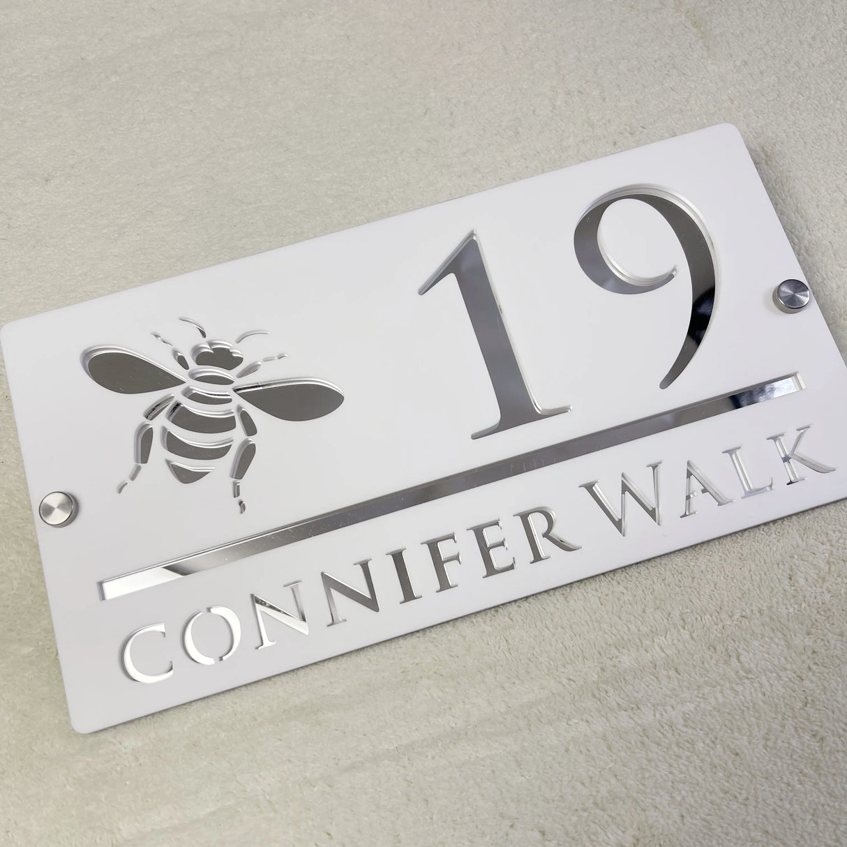 CUSTOM HOUSE SIGN NUMBER STREET SIGN BEE ACRYLIC ADDRESS DOOR WALL PLAQUE