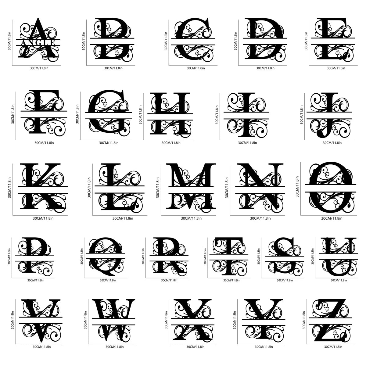 CUSTOM HOUSE SIGN BLACK METAL LETTER NAME MONOGRAME LETTER NAME PLAQUE 30CM