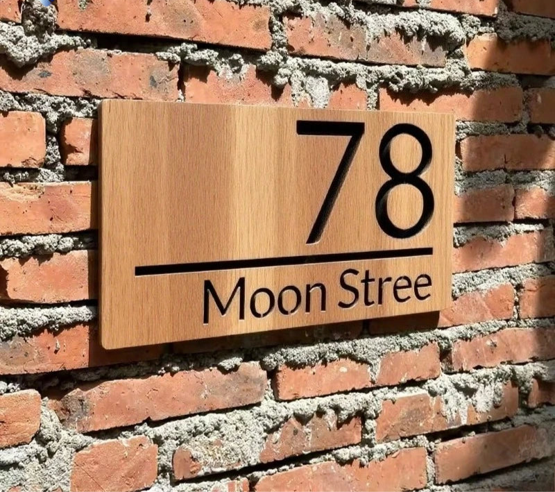 WOOD WOODEN CUSTOM OUTDOOR HOUSE SIGN NUMBER STREET HOUSE ADDRESS WALL MAIL BOX LETTER BOX PLAQUE