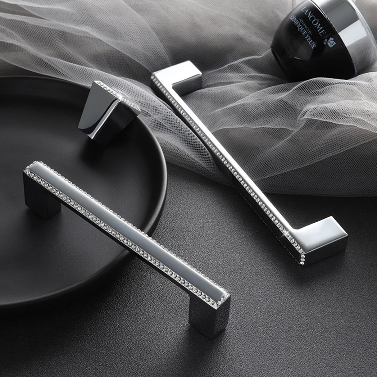 DIAMOND CRYSTAL KNOB HANDLES KITCHEN WARDROBE CUPBOARD ZINC ALLOY SILVER GOLD BLACK