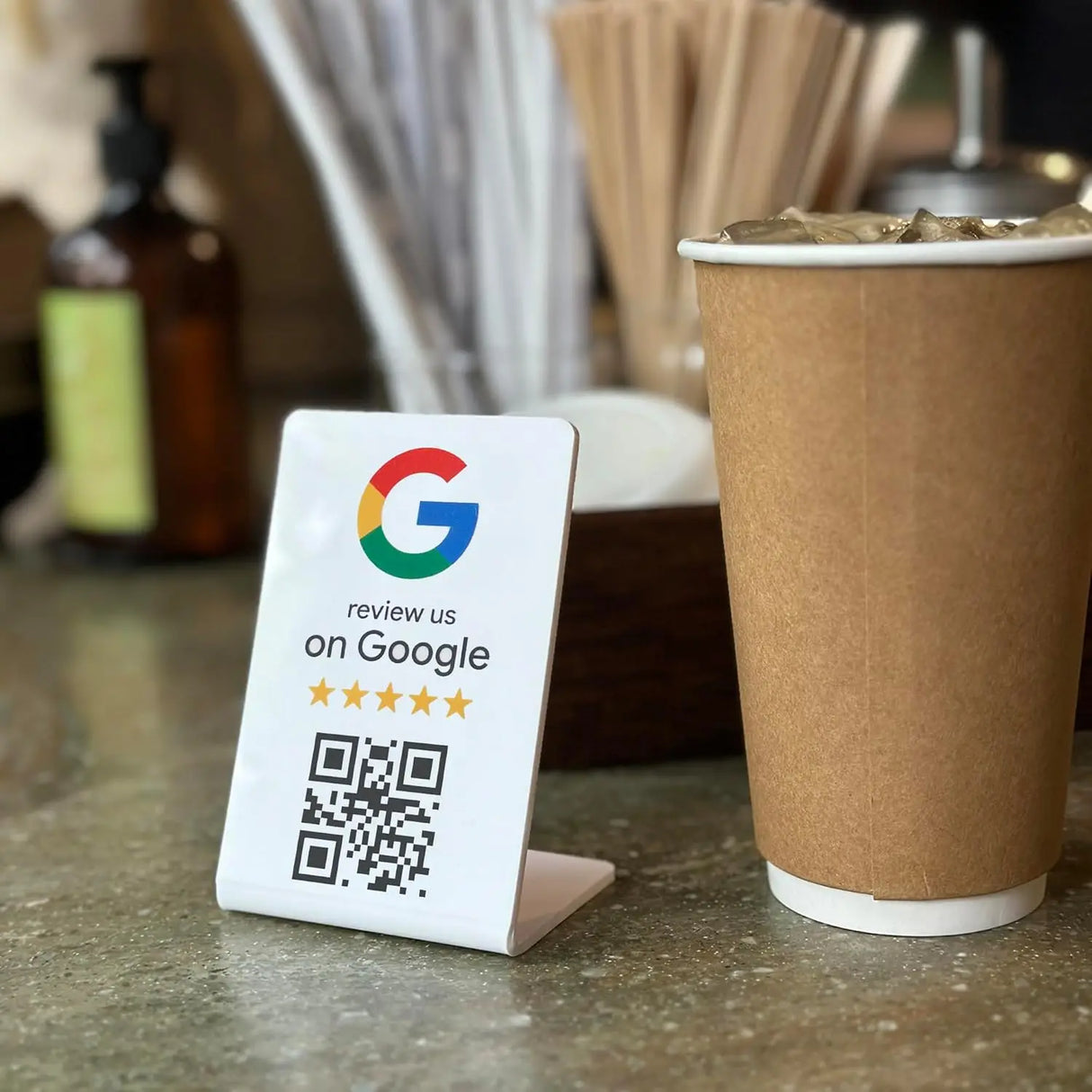 3, 5 OR 10 X SMART CONTACTLESS GOOGLE REVIEW COUNTER SIGN QR CODE REVIEW US
