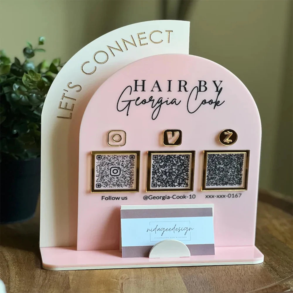 CUSTOM ACRYLIC QR CODE PAYMENT SIGN WITH LOGO SOCIAL MEDIA BUSINESS REVIEW