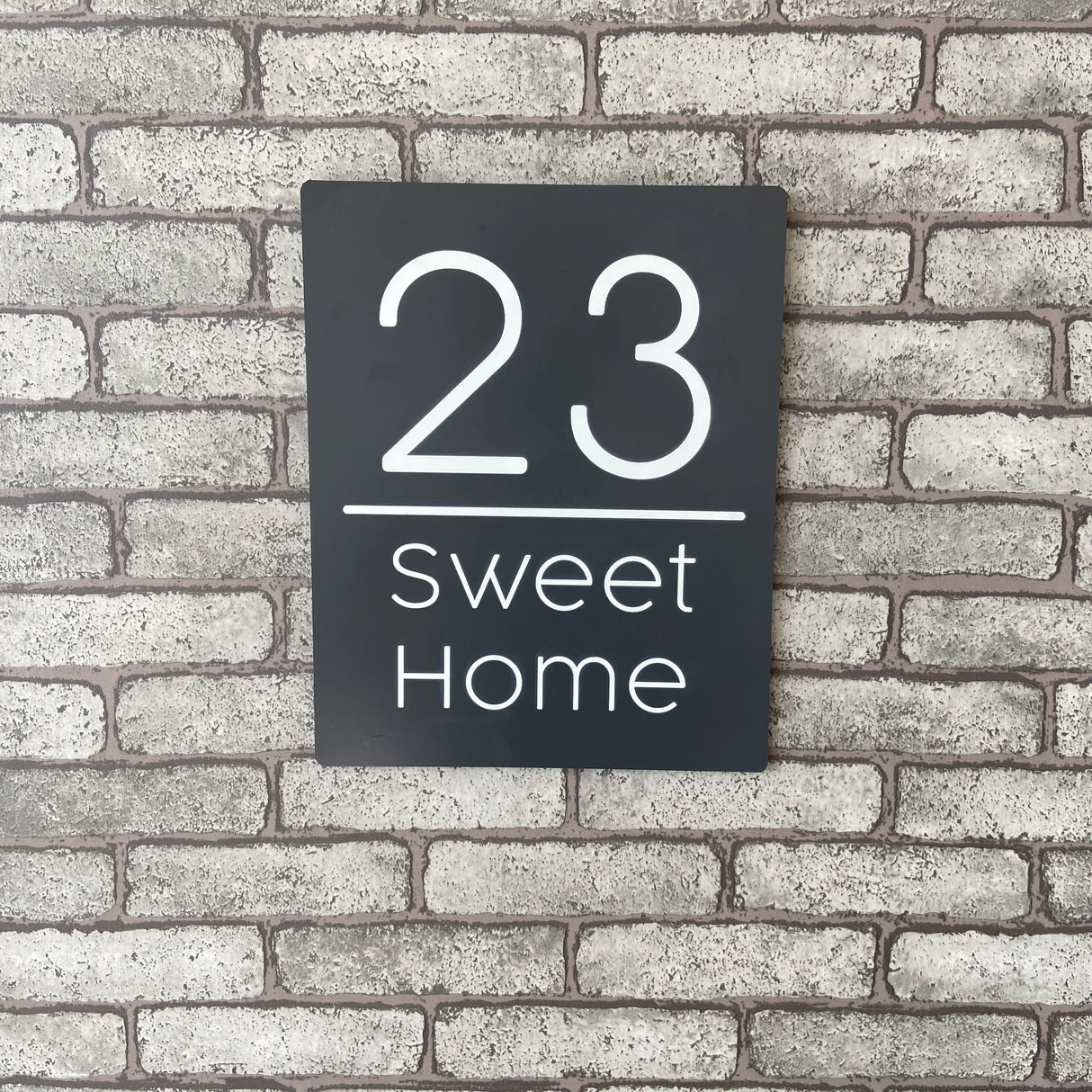 CUSTOM BRUSHED ALUMINIUM VERTICAL HOUSE SIGN NUMBER STREET SIGN ADDRESS DOOR WALL PLAQUE