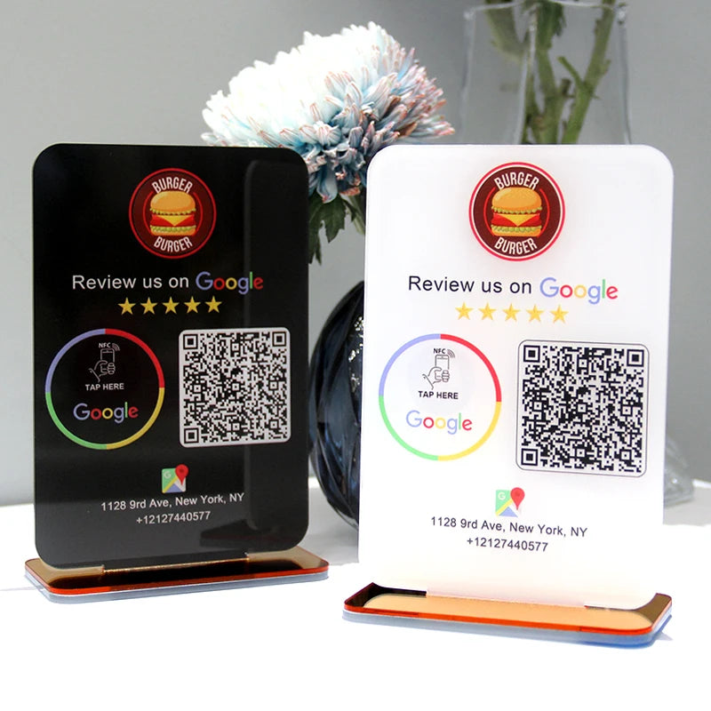 NFC QR CODE GOOGLE REVIEW SIGN LOGO BUSINESS NAME CUSTOM SOCIAL MEDIA SIGN