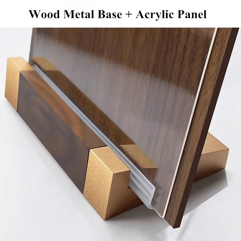 WOODEN ACRYLIC MENU HOLDER ADVERTISING WEDDING FUNCTION DISPLAY STAND A4