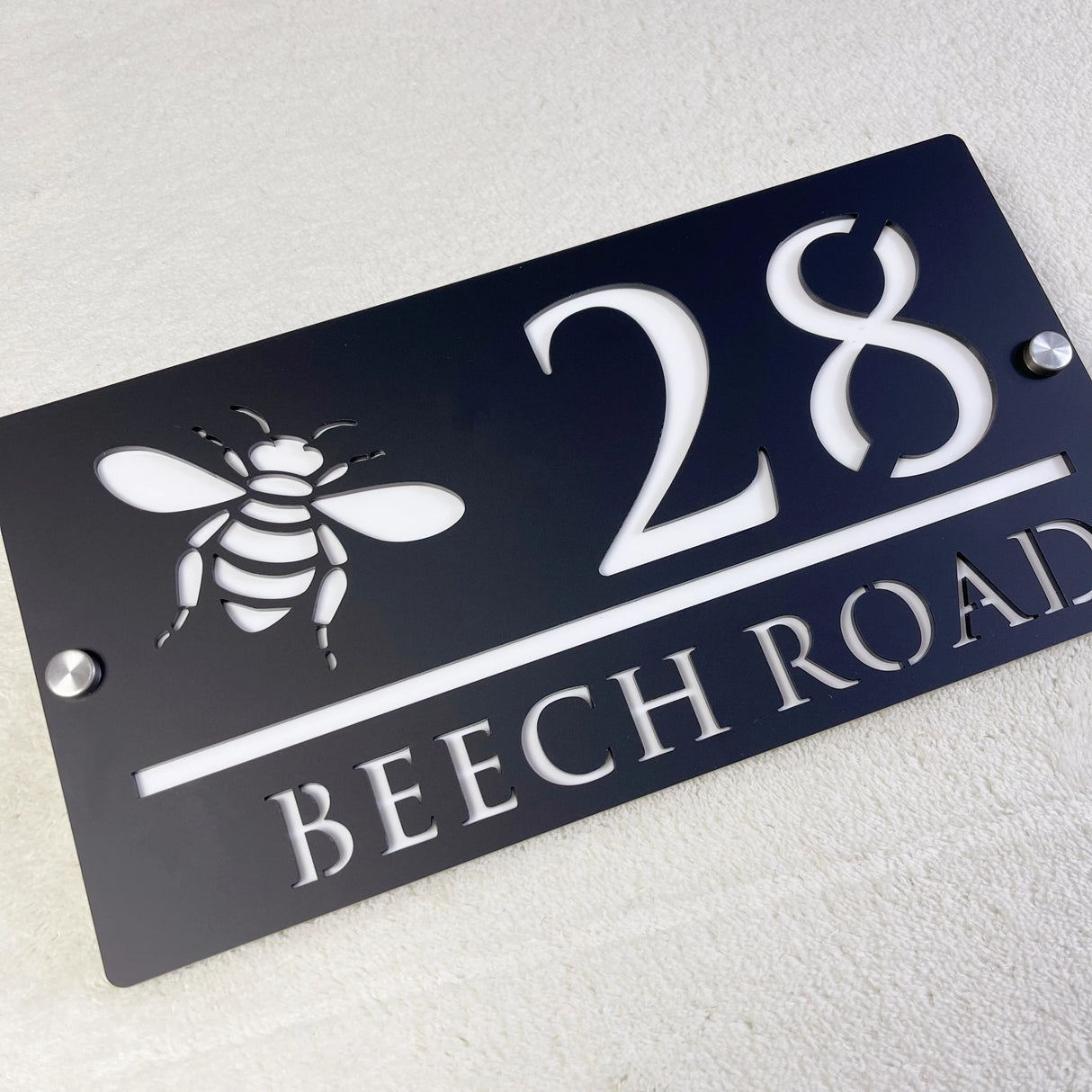 CUSTOM HOUSE SIGN NUMBER STREET SIGN BEE ACRYLIC ADDRESS DOOR WALL PLAQUE