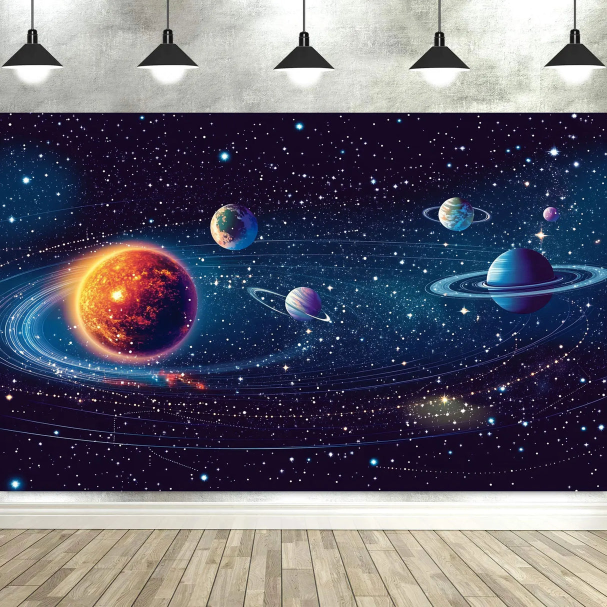 SOLAR SYSTEM SPACE PLANETS VINYL BANNER BACKDROP POSTER BIRTHDAY PARTY DECORATION