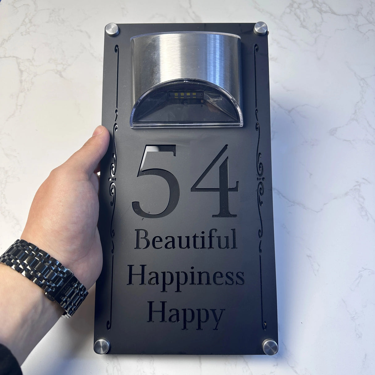 LED SOLAR DECORATIVE CUSTOM HOUSE SIGN NUMBER STREET SIGN ACRYLIC ADDRESS DOOR WALL PLAQUE