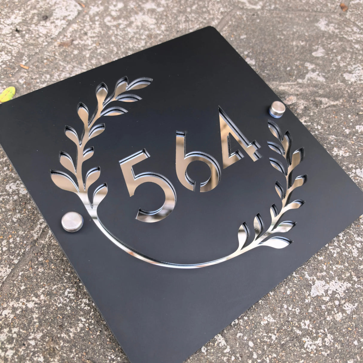 Custom Square Leaf Pattern Acrylic House Sign | Personalised Address Plaque