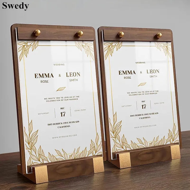 WOODEN ACRYLIC MENU HOLDER ADVERTISING WEDDING FUNCTION DISPLAY STAND A4
