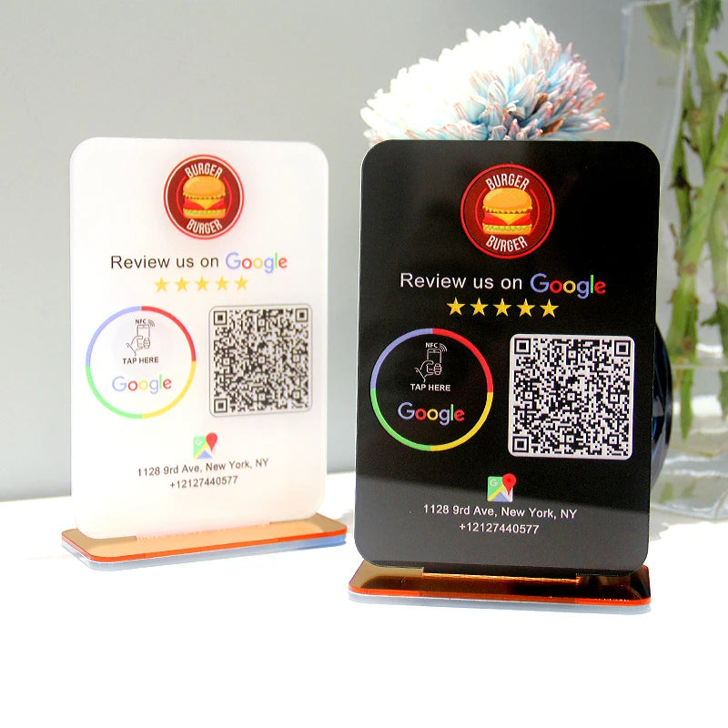 NFC QR CODE GOOGLE REVIEW SIGN LOGO BUSINESS NAME CUSTOM SOCIAL MEDIA SIGN