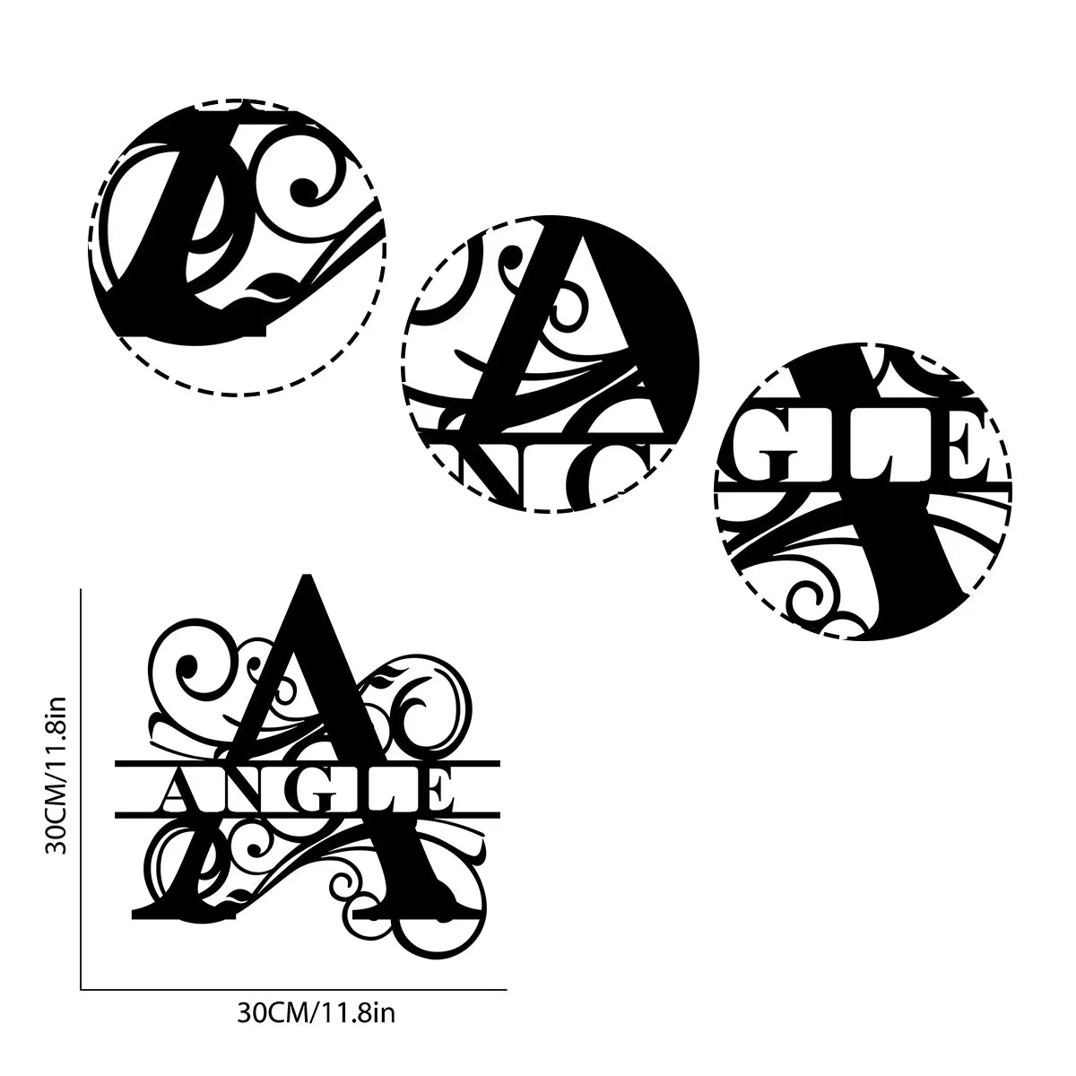 CUSTOM HOUSE SIGN BLACK METAL LETTER NAME MONOGRAME LETTER NAME PLAQUE 30CM