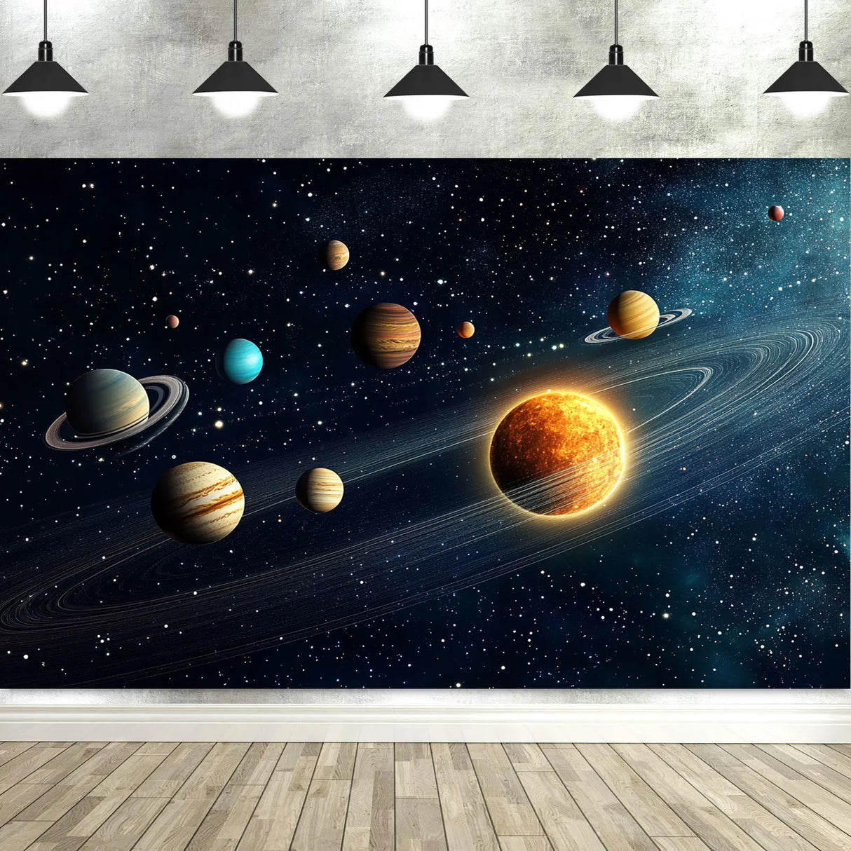 SOLAR SYSTEM SPACE PLANETS VINYL BANNER BACKDROP POSTER BIRTHDAY PARTY DECORATION