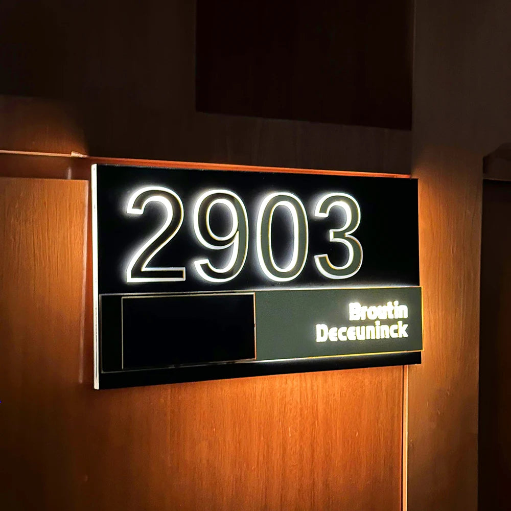 CUSTOM SOLAR LED HOUSE NUMBER SIGN ADDRESS CUSTOM ACRYLIC HORIZONTAL BACKLIT GOLD SILVER