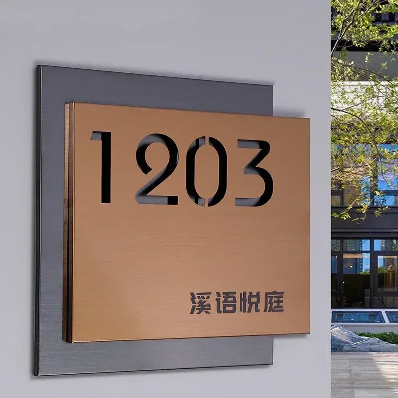 STAINLESS STEEL MODERN HOUSE ADDRESS SIGN SILVER ROSE GOLD BUSINESS ADDRESS PERSONALISED