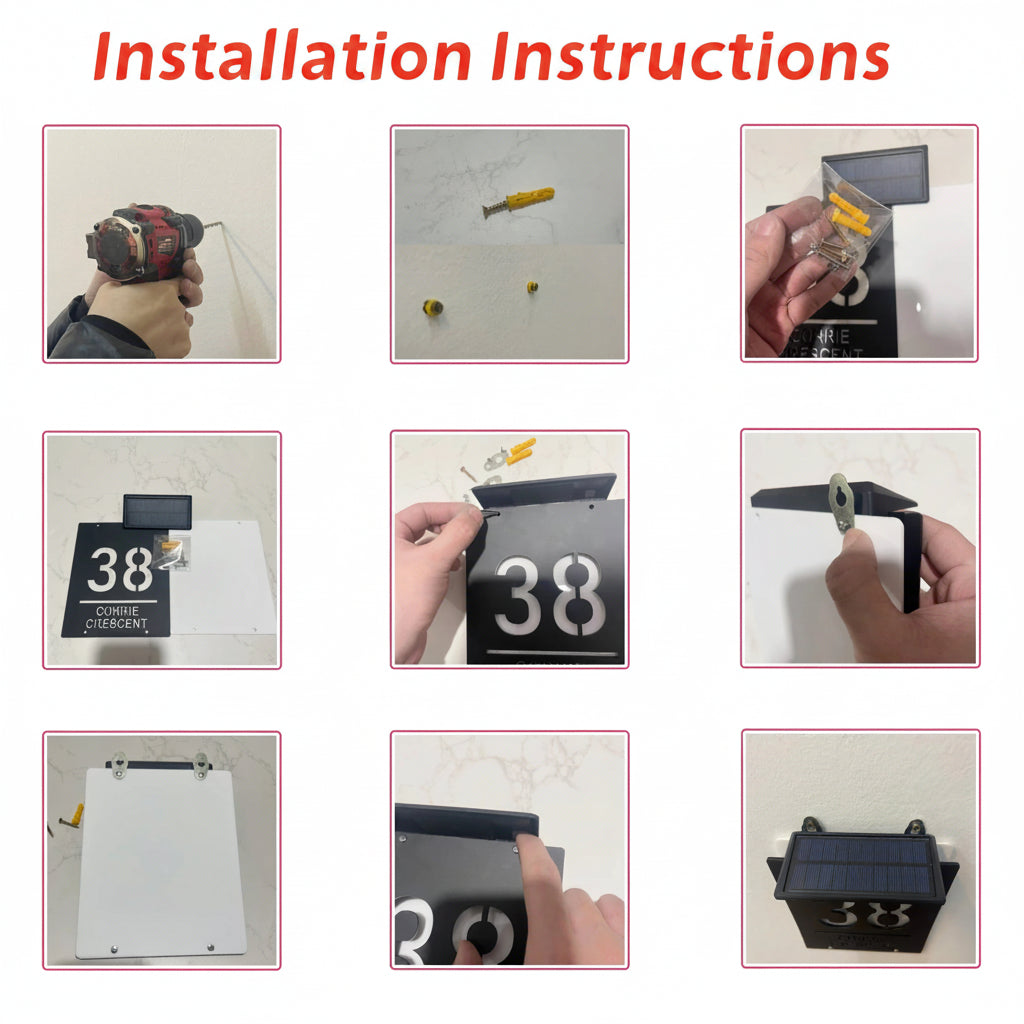 Custom Solar LED 3D Acrylic House Sign | Personalised Warm Light Address Plaque