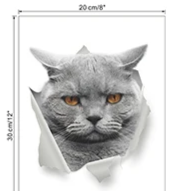 GRUMPY KITTY CAT ANIMALS WALL BREAK 3D WALL STICKER MURAL ART Decal