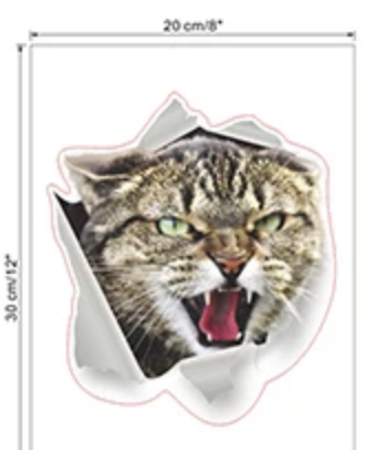 ANGRY TIGER CAT ANIMALS WALL BREAK 3D WALL STICKER MURAL ART Decal