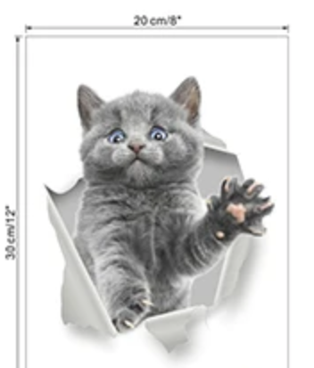 POUNCING CAT KITTY ANIMALS WALL BREAK 3D WALL STICKER MURAL ART Decal