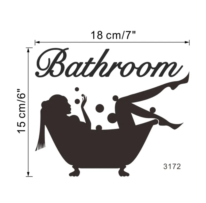 BATHROOM LADY IN BATHTUB SILHOUETTE 3D WALL STICKER MURAL ART Decal