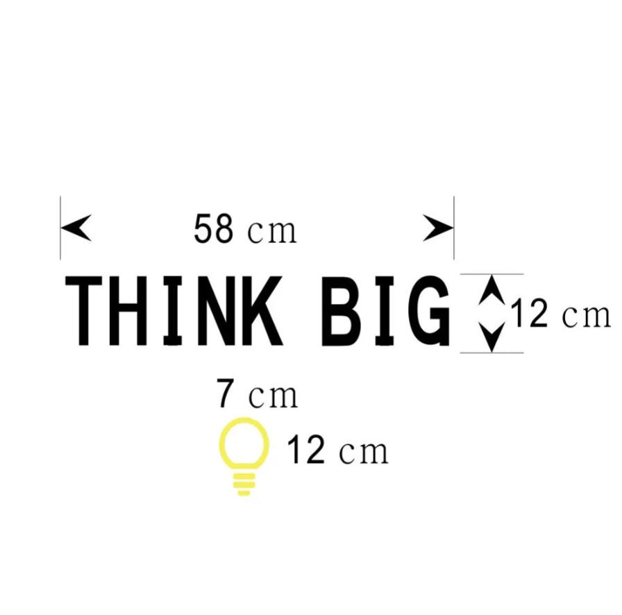 THINK BIG LIGHTBULB IDEA SLOGAN 3D WALL STICKER MURAL ART Decal