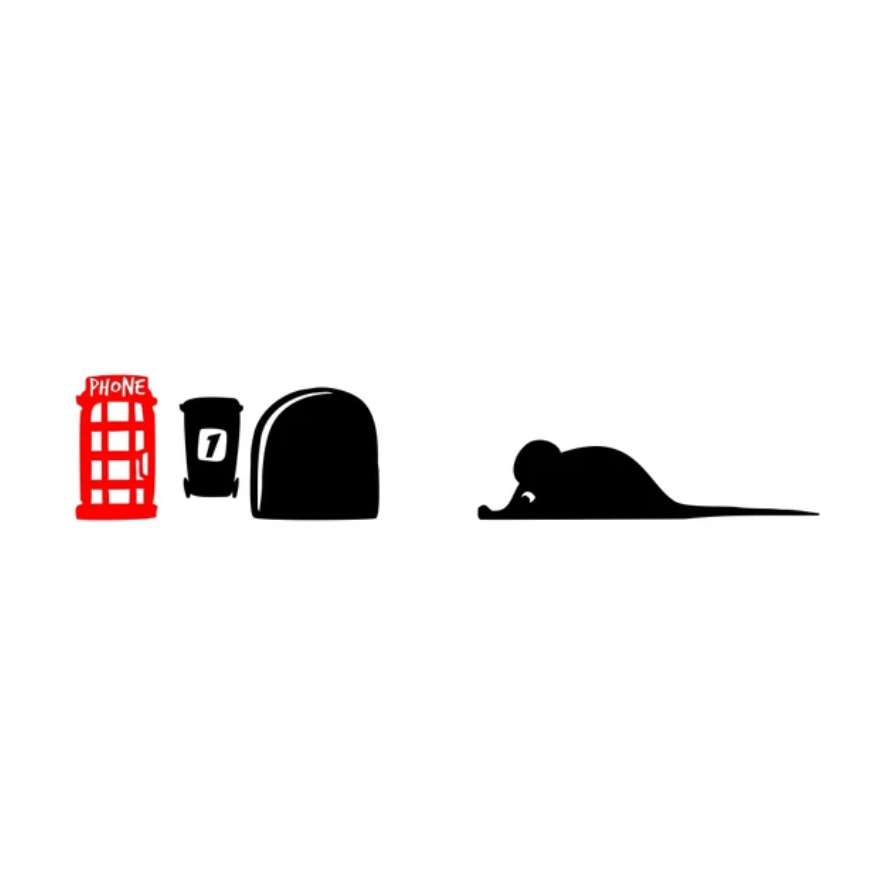 LAZY MOUSE LONDON PHONE BOX SILHOUETTE 3D WALL STICKER MURAL ART Decal