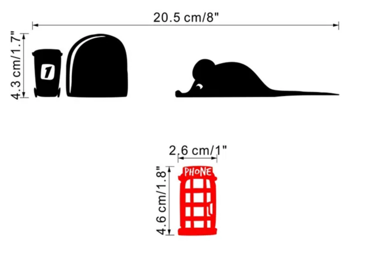 LAZY MOUSE LONDON PHONE BOX SILHOUETTE 3D WALL STICKER MURAL ART Decal