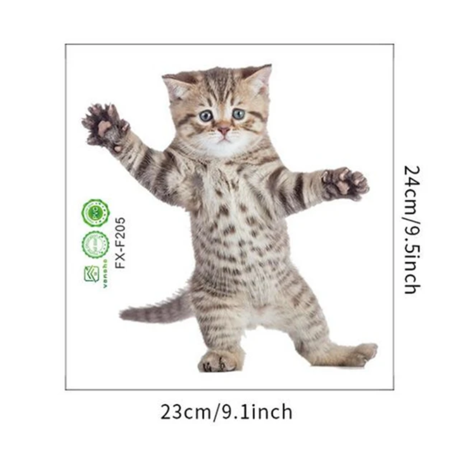 DANCING KITTY CAT KITTEN STRIPED ANIMALS PAWS 3D WALL STICKER MURAL ART Decal