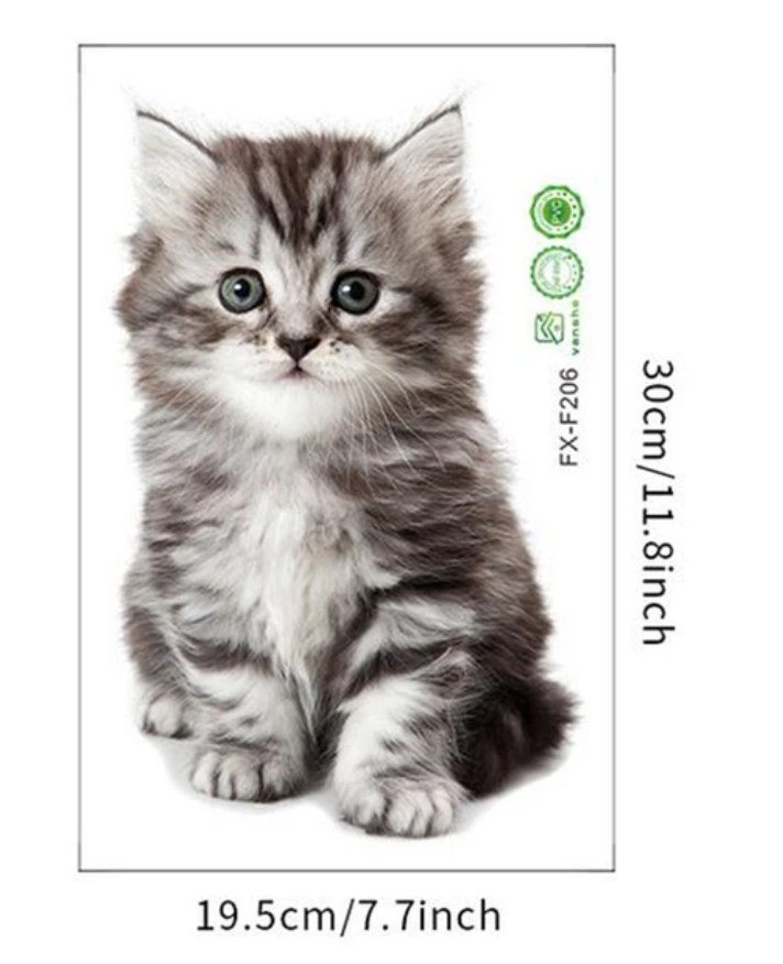 KITTY CAT KITTEN CUTE FLUFFY ANIMALS PAWS 3D WALL STICKER MURAL ART Decal