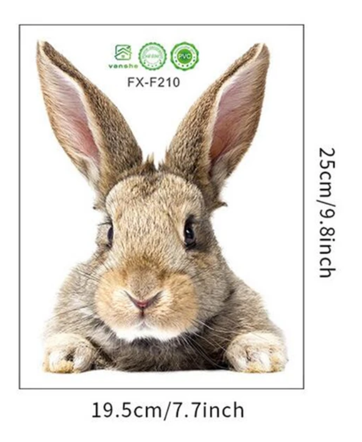 BUNNY RABBIT CUTE ANIMALS LYING DOWN PAWS BROWN WHITE 3D WALL STICKER MURAL ART Decal