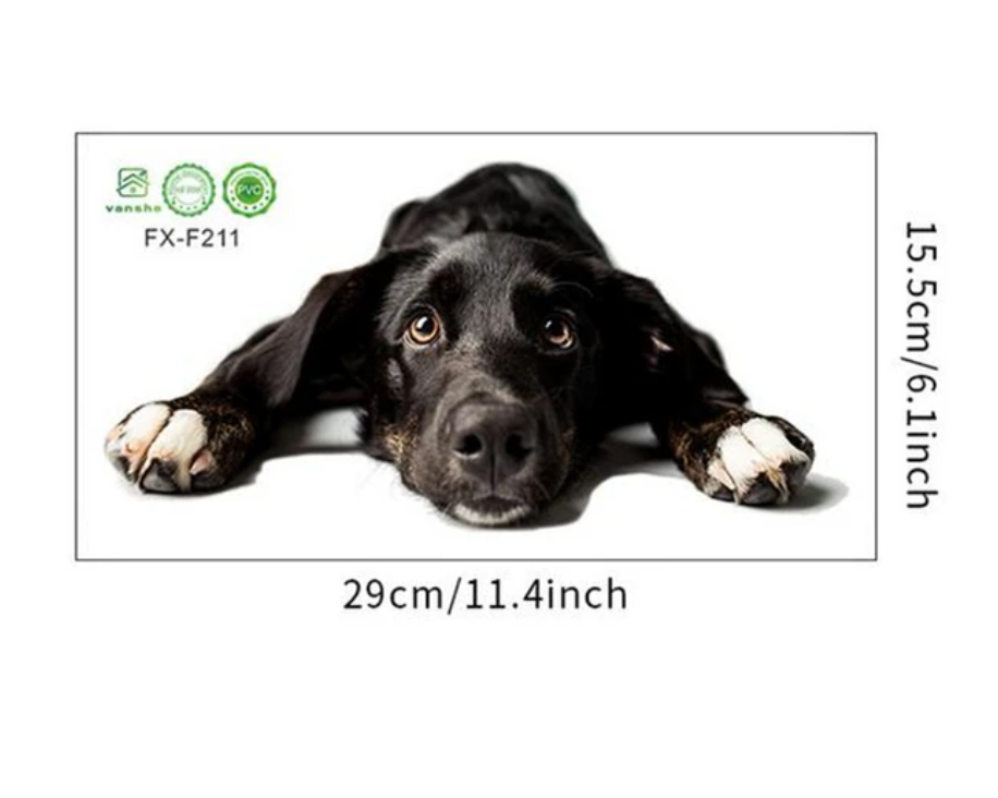 PUPPY DOG LYING DOWN LAZY PAWS BLACK FLUFFY FUR 3D WALL STICKER MURAL ART Decal