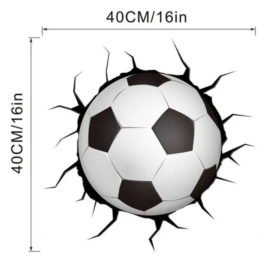 SOCCER FOOTBALL SPORTS BALL WALL BREAK CRACKS 3D WALL STICKER MURAL ART Decal