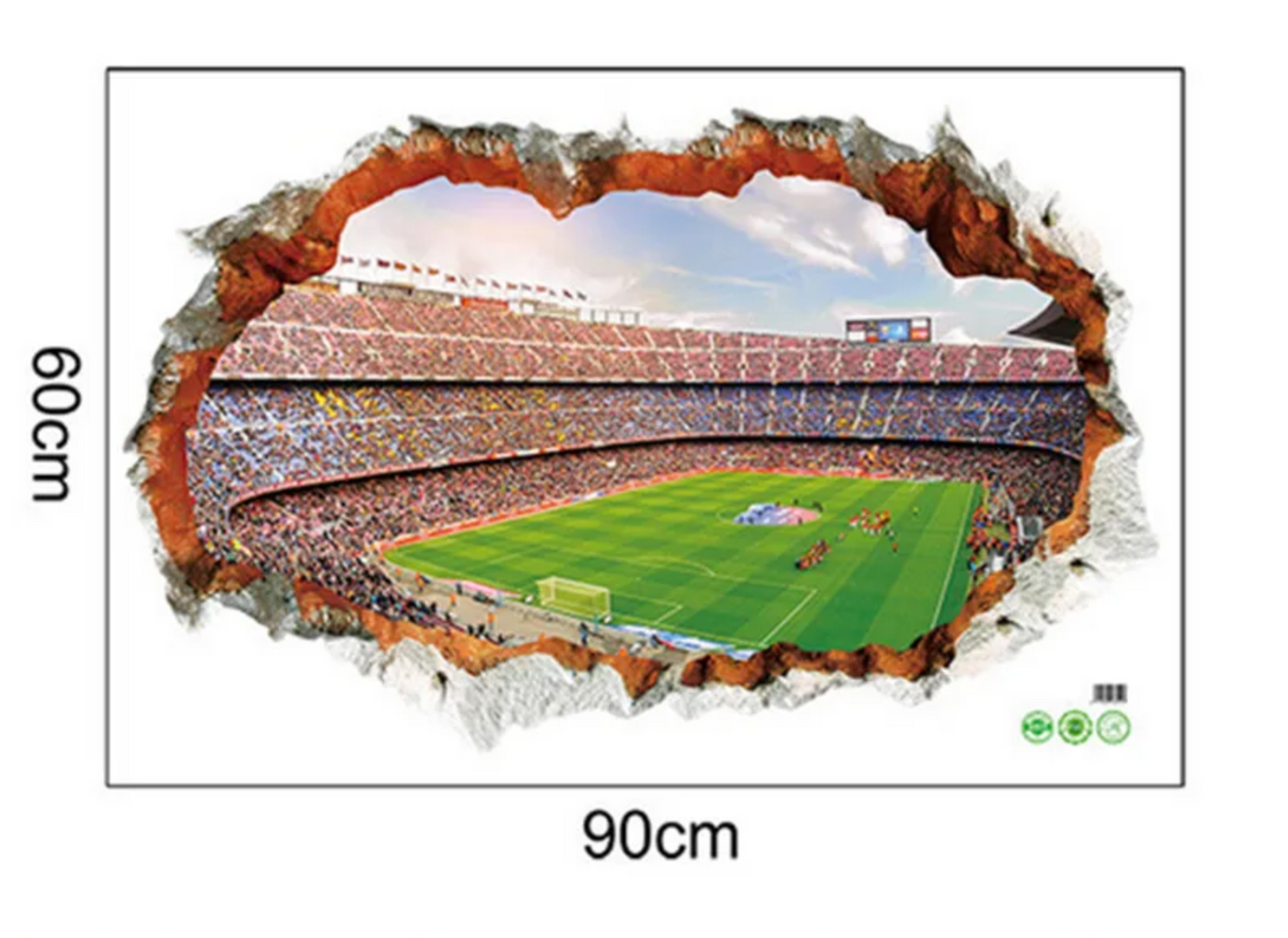 SOCCER FOOTBALL FIELD SPORTS BALL WALL BREAK BRICKS 3D WALL STICKER MURAL ART Decal