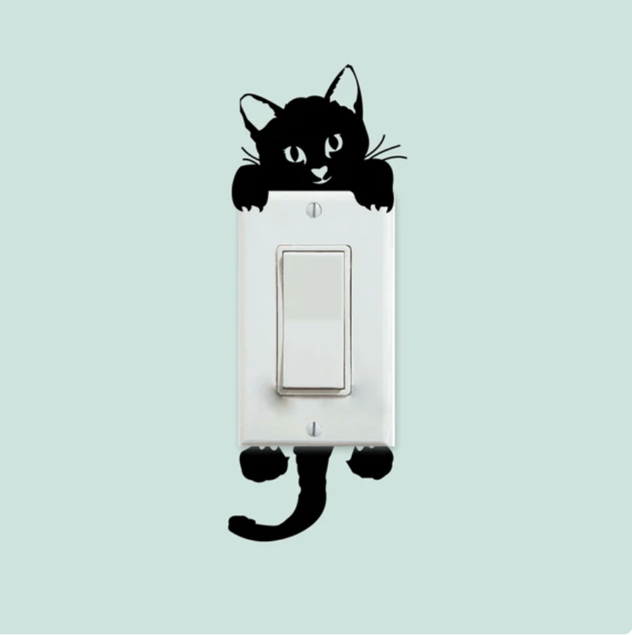 KITTY CATS SILHOUETTE WALL SWITCH CUTE ANIMALS 3D MINI WALL STICKER MURAL ART Decal