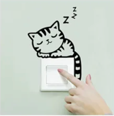 SLEEPING KITTY CAT SILHOUETTE WALL SWITCH CUTE ANIMALS 3D MINI WALL STICKER MURAL ART Decal