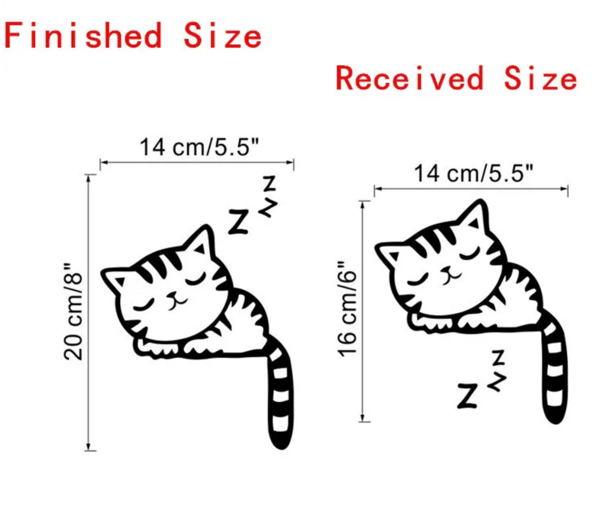 SLEEPING KITTY CAT SILHOUETTE WALL SWITCH CUTE ANIMALS 3D MINI WALL STICKER MURAL ART Decal