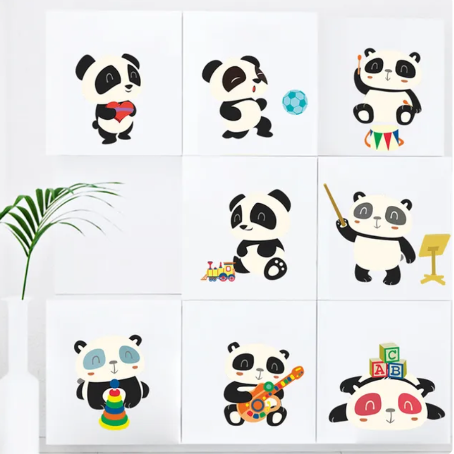 FLUFFY PANDA BEARS BAMBOO MUSIC SPORTS CUTE ANIMALS 3D WALL STICKER MURAL ART Decal